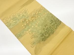 紗 草花模様織出し開き名古屋帯（額縁仕立て）